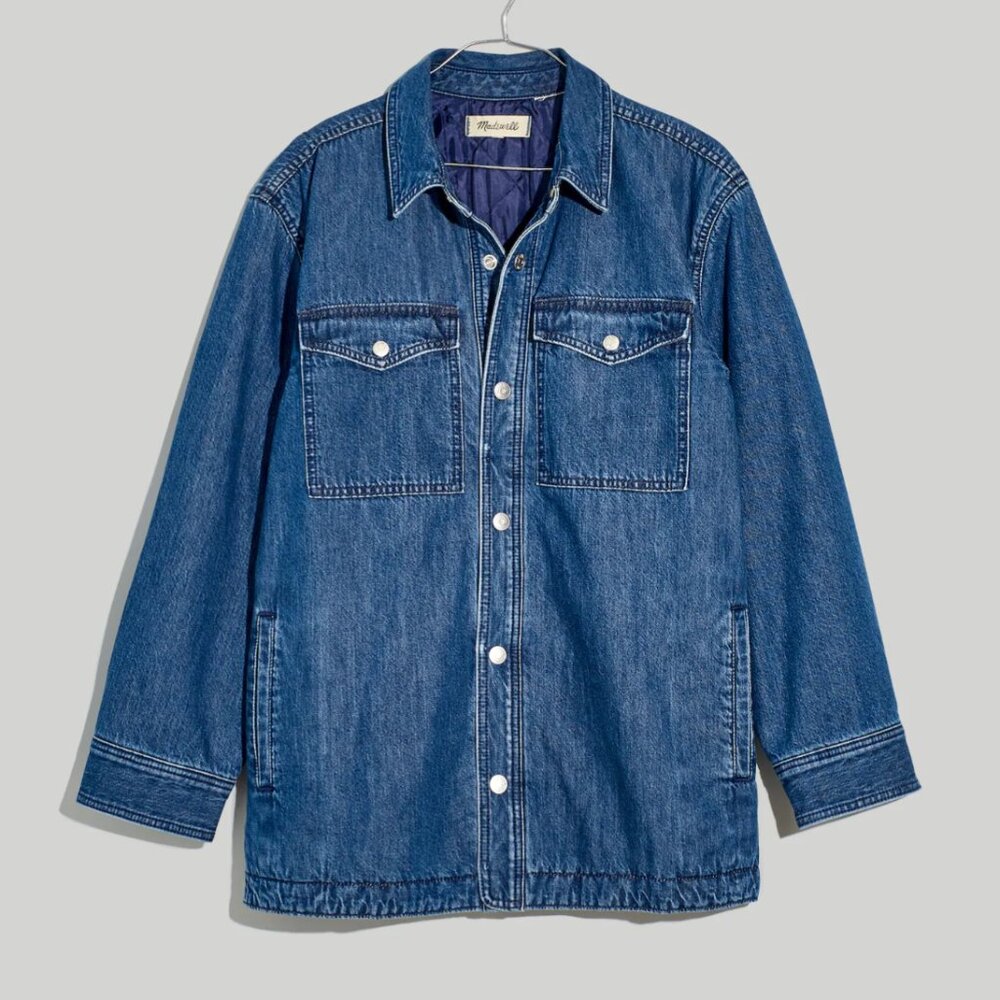 Madewell Quilted Denim Shirt Shacket Small